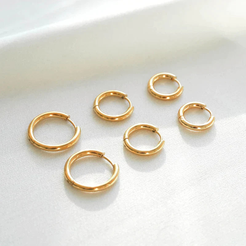 Gold Hoop Earrings Set