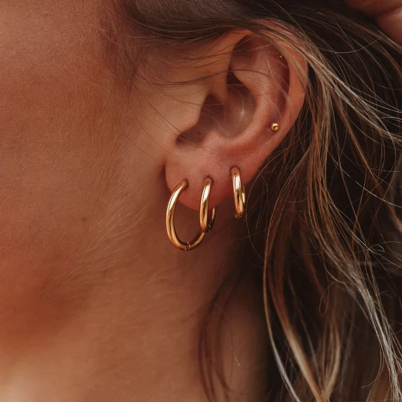 Gold Hoop Earrings Set